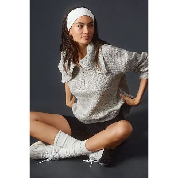 Sweaty Betty Restful Boucle Half Zip Sweatshirt White UK L / US 10 NWT - Picture 1 of 5